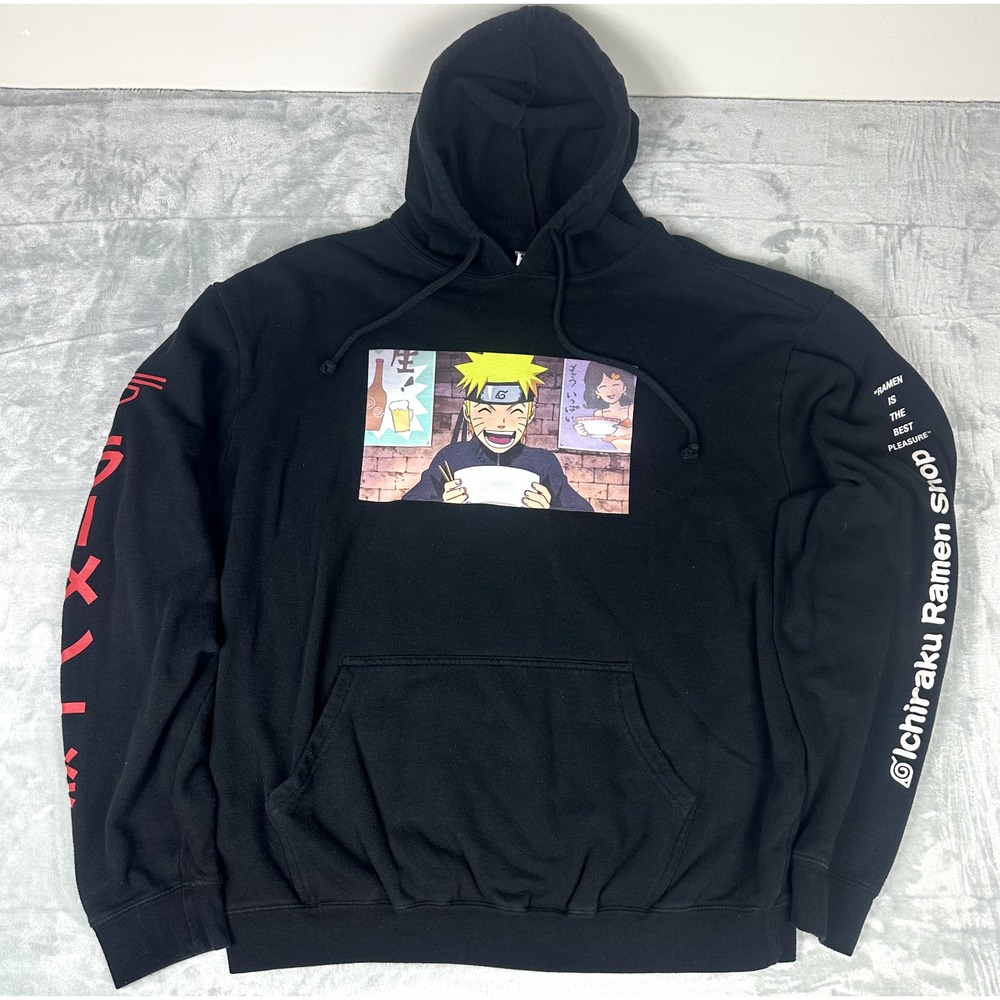 Vintage Naruto Shippuden Hoodie Sweatshirt Men 2X Anime Ichiraku Ramen Shop Y2K